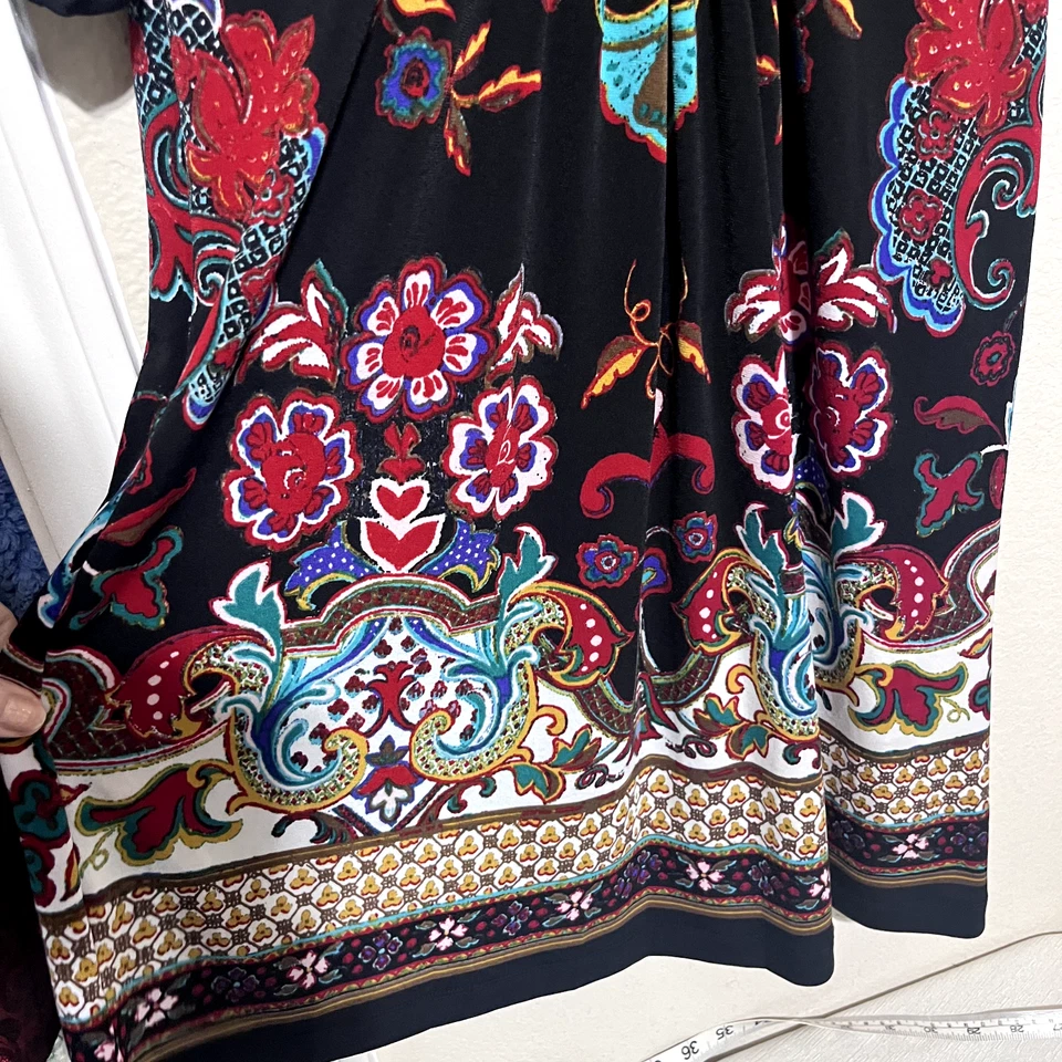 Vestido estilo bohemio Eci New York para mujer talla 6 multicolor cuello en V cuentas boho Foto 3 de 4