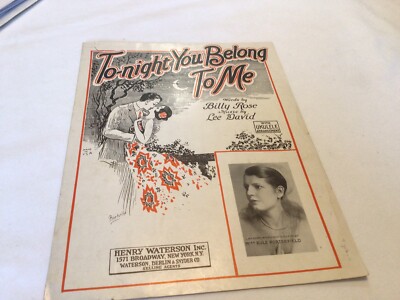 Vintage Tonight You Belong To Me Sheet Music Billy Rose Lee David Ukulele