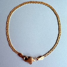 10K Solid Gold 2mm Mariner Flat Chain Classic Bracelet 6.75"