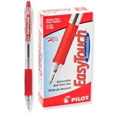 32222 Pilot EasyTouch Ballpoint RT Pen, Medium Point, Red Ink, Pack of 12