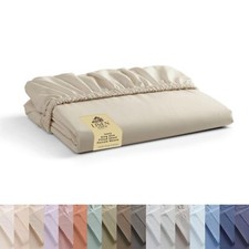 100 Cotton Percale Fitted Sheet King Size Ivory 1 Deep Pocket Fitted Sheet C...