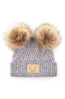 C.C Baby Infant Winter Warm Diagonal Tripes Criss Cross Pom Pom Beanie Hat