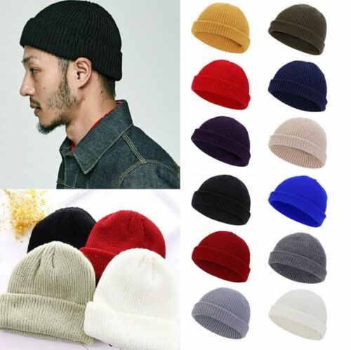 Cuff Beanie Knit Hat Cap Slouchy Skull Ski Men Women Plain Winter Warm Hats  | eBay