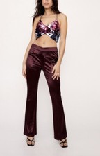 Nasty Gal V Shaped Waist Flared Disco Trousers Purple UK 8