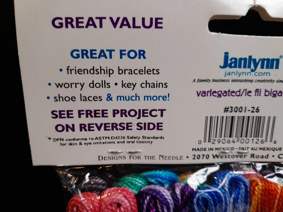JANLYNN DFN CRAFT THREAD 36 SKEINS 10 y each 100% MERCERIZED COTTON #3001-26 - Image 4 of 4