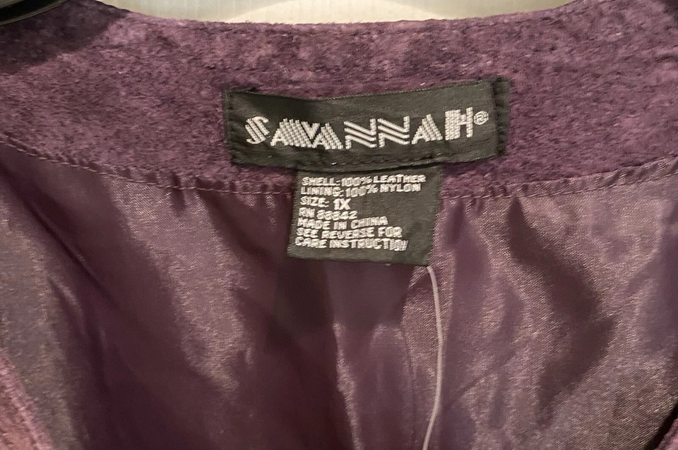 Women’s 1X SAVANNAH Purple Suede Leather Vest NEW NWT - Image 2 of 4