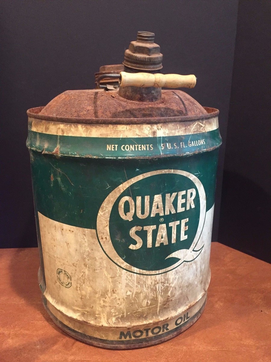 Antique Vintage 5 Gallon Oil Can Advertising Quaker State Motor