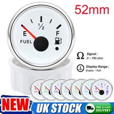 52mm Gas Fuel Level Gauge 0-190ohms 7Colors LED with Alarm for Car Boat UK STOCK