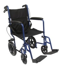 Karman LT-1000HB Lightweight Transport Chair 19" with Hand Brakes Blue/Burgundy