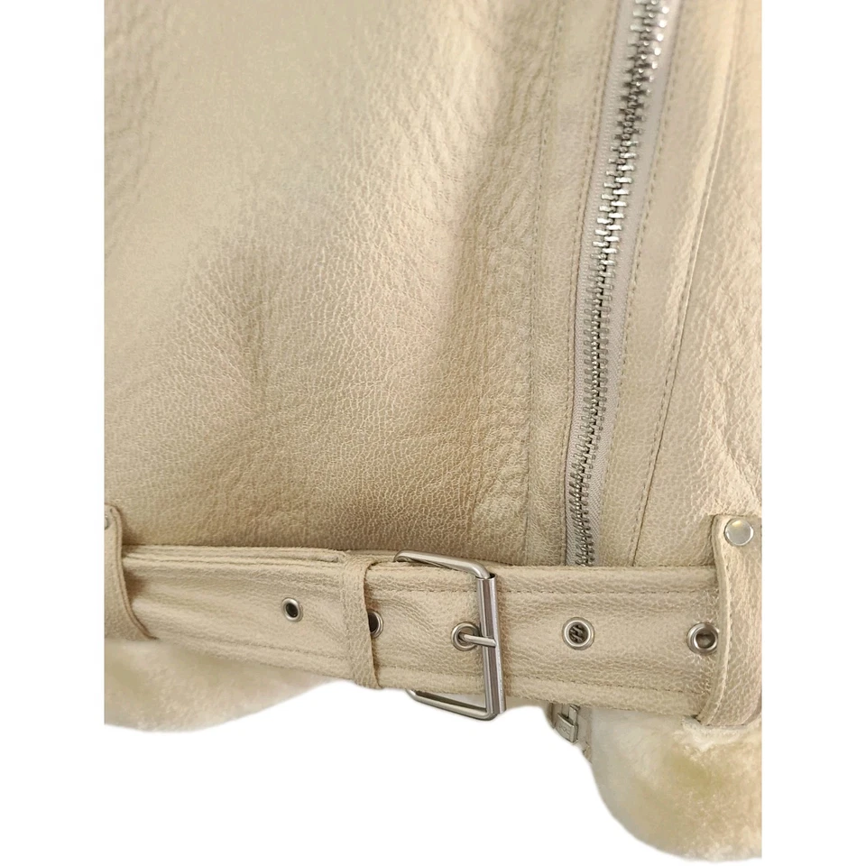 Chaqueta de motociclista Topshop para mujer color tostado de piel de oveja talla 6 Foto 3 de 4