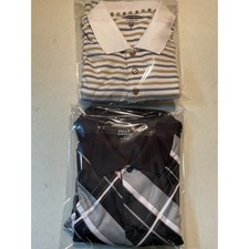 2 Shirts 1 Pebble Beach Performance Mens XL Golf Polo Shirt Striped White