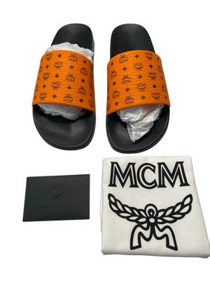 NIB MCM Mens US 10 Persimmon Orange Visetos Monogram Print  display picture 1