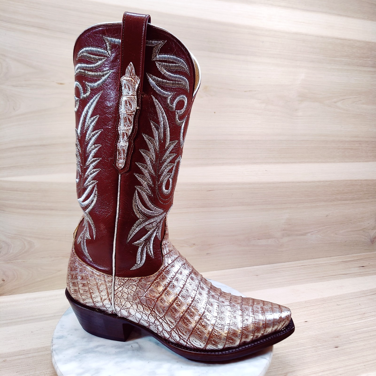 Lucchese Classics Caiman Cowboy Boots Men Women Silver Brown Western