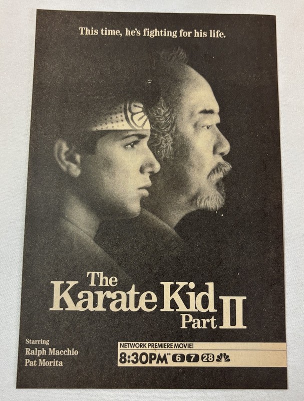 1988 NBC tv ad~movie KARATE KID PART II Ralph Macchio, Pat Morita