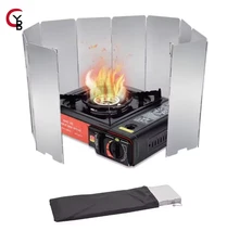 Tall Stove Windscreen-Gas Burner Windshield- Aluminum Camping Stove