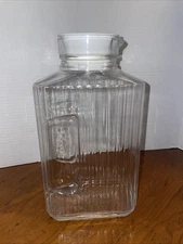 ARC France Refrigerator Glass Ribbed Pitcher White Rubber Lid