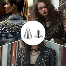 200 Pcs Punk Spikes and Studs Kit Cone Spikes Metal Tree Spike Screwback Stud...