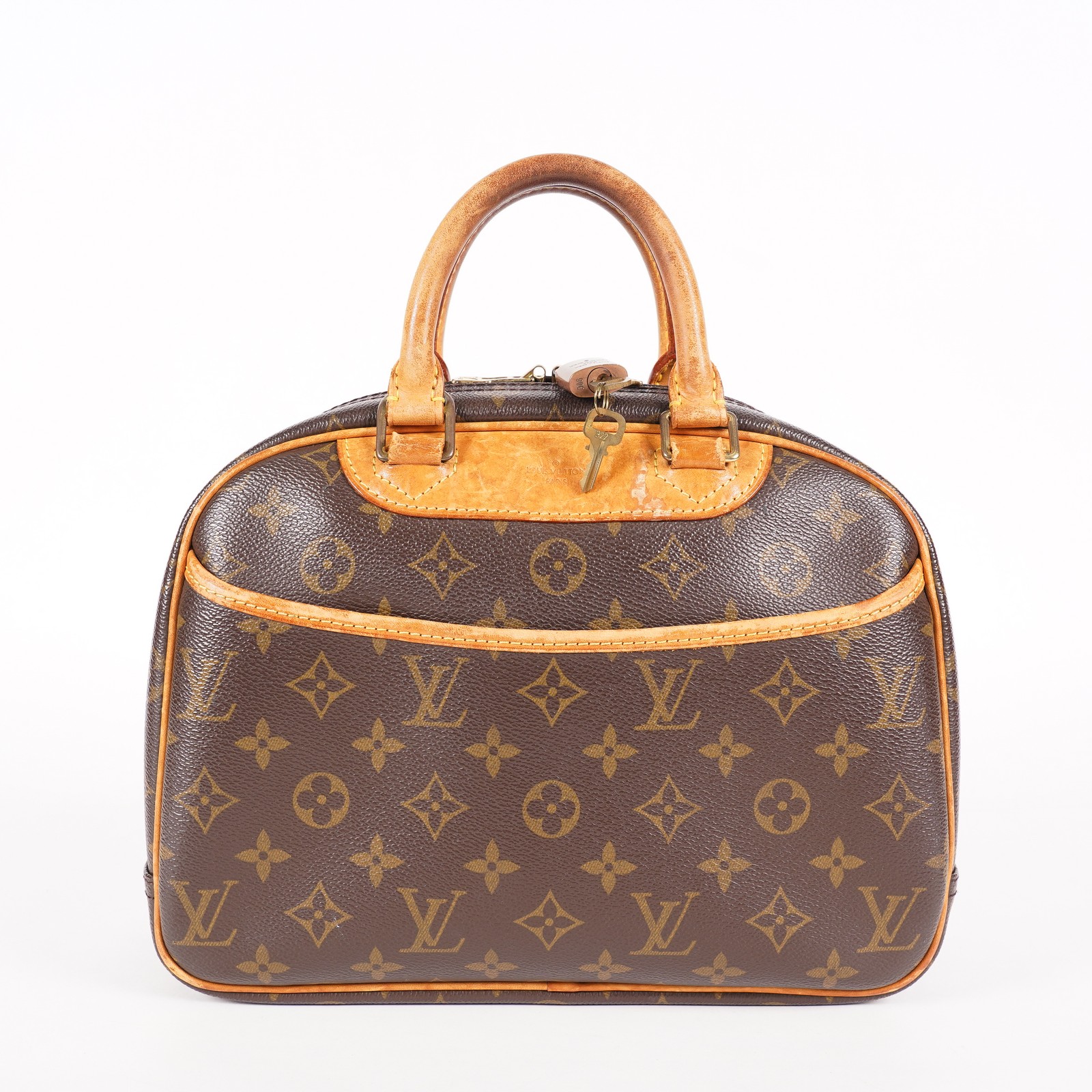 Louis Vuitton Monogram Trouville Handbag M42228 Brown Canvas Used 07E172640005