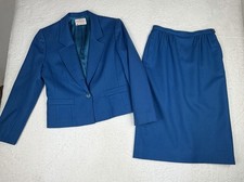 Vintage PENDLETON Turquoise Wool 2 Pc Skirt Jacket Outfit Suit Women's Size 6-8