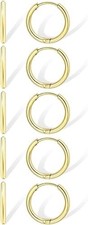 Small Gold Hoop Earrings for Women Set: 5 Pairs Lightweight 14K Gold Mini