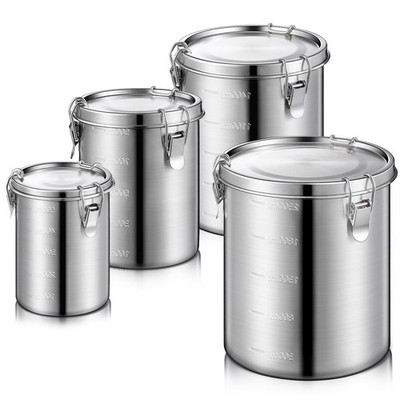 4 Pcs Stainless Steel Airtight Food Containers for Kitchen 84oz 54oz 34oz 17o...