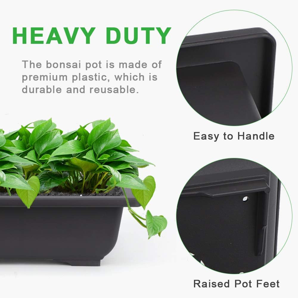 GROWNEER Bonsai Training Pots 3 Packs 9Inch with Drainage Humidity Trays, Bonsai