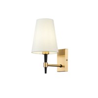 Wandlampe Metall Stoff 28 Cm Hoch In Messing Weiß E14 Modern Wandleuchte