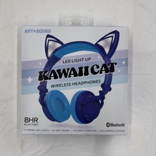 Art Sound Kawaii Cat LED Light Up Wireless Headphones Microphone Bluetooth NEW