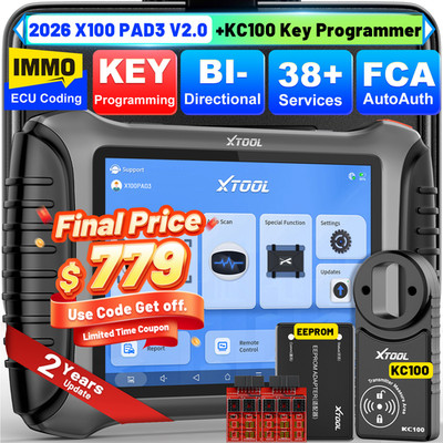 XTOOL X100PAD3 V2.0 KC100 IMMO Key Programmer Diagnostic Tool All System Scanner