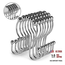 Shower Curtain Hooks, 12 Pcs Shower Curtain Rings, Stainless Steel Chrome