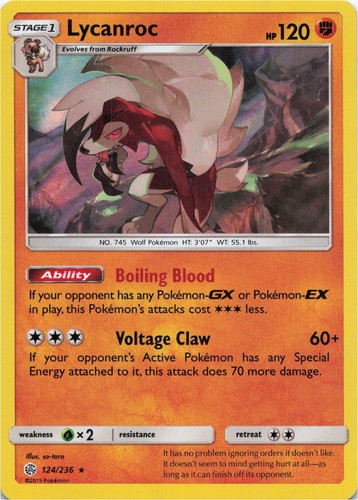 Pokemon - Lycanroc #124/236 - SM - Cosmic Eclipse Holo