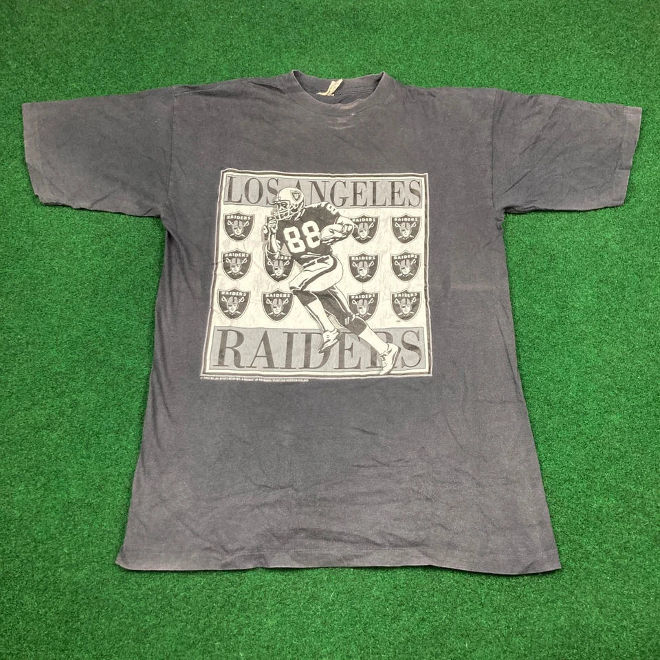 Vintage Los Angeles Raiders Shirt Mens M Black White 1991 NFL Football Logo 90s - Image 2 of 4