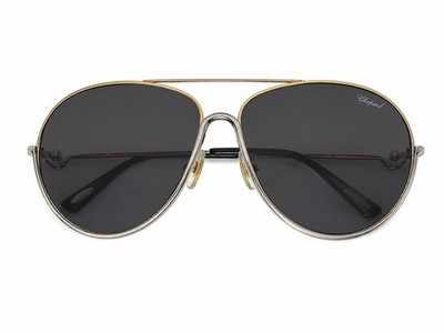 Authentic Chopard SCHB23S 0377 Aviator Sunglasses Rare Two Tone Italy Crystal
