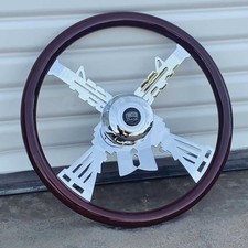 18 Steering Wheel Gun Chrome Ar Spokes And Dark Wood Grip 18 Steering Wheel Gun Chrome Ar Spokes And Dark Wood Grip