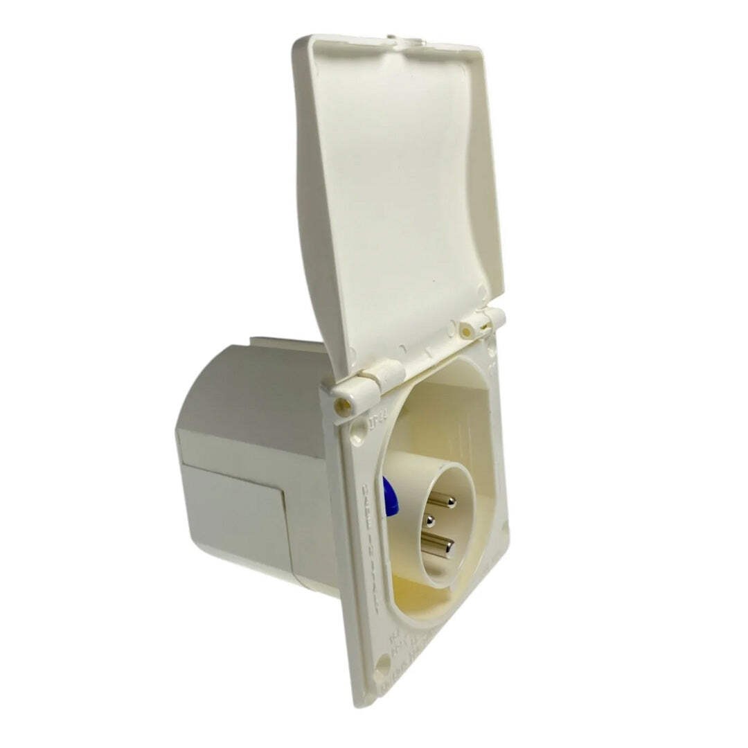 W4 Flush Electrical Mains Inlet White Campervan Motorhome Caravan