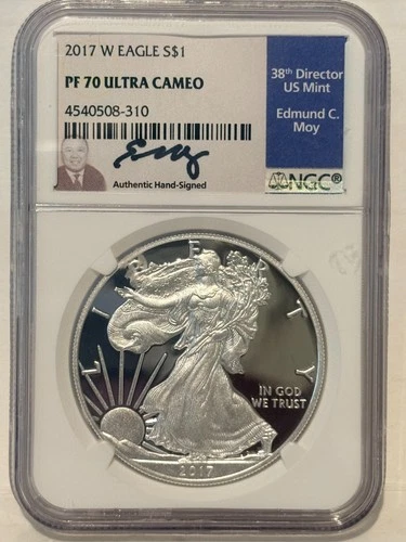 2017-W Proof American Silver Eagle NGC PF70 Ultra Cameo- Moy Signature Label