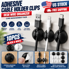 Cable Holder Clips Adhesive Cord Organizer Desk Wire Management Clips 10PCS