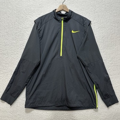 NIKE Golf Gray Neon Hyper Adapt Embroidered PGA 1/2 Zip Windbreak Jacket Size L