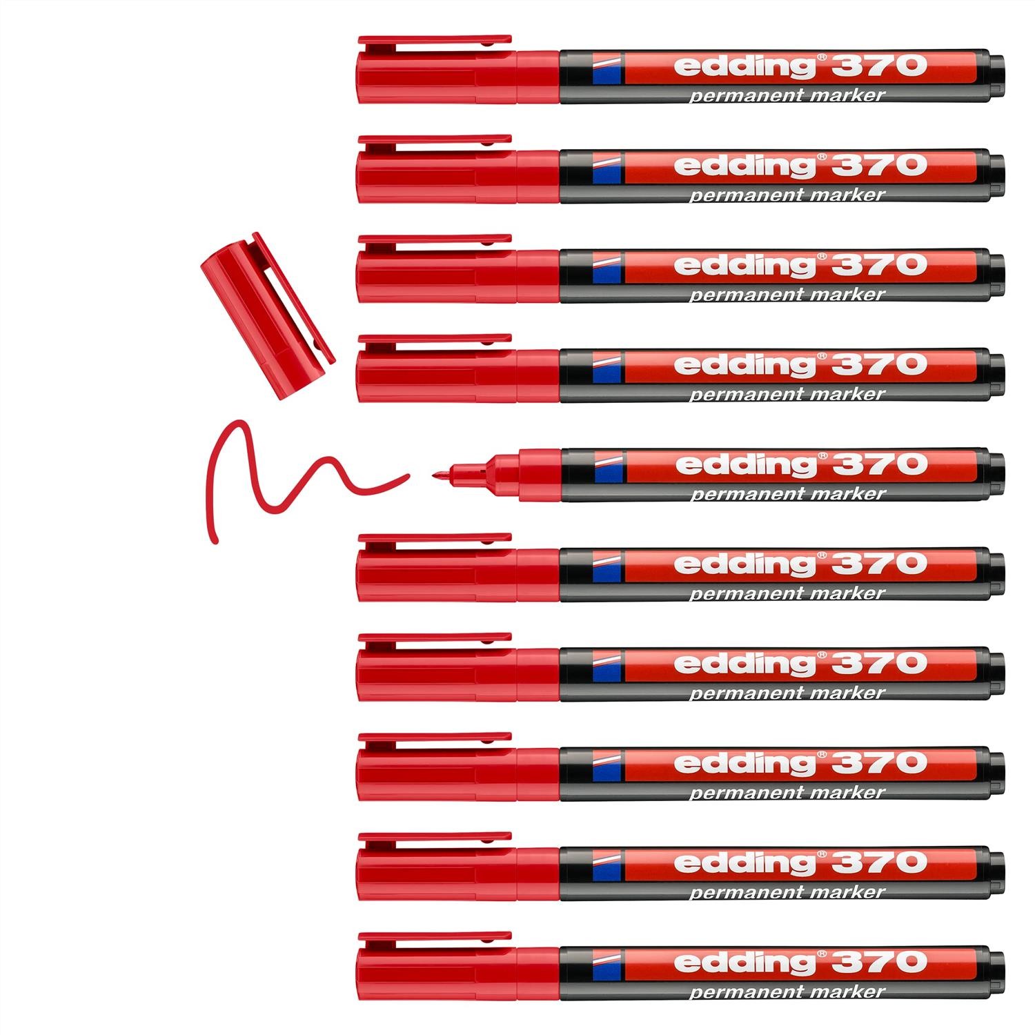 edding 370 marqueur permanent rouge 1 mm lot de 10 pointes ogives