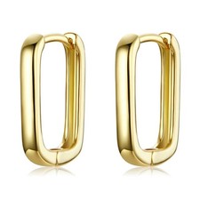 925 Sterling Silver Square Hoop Earrings for Teen Small Sleeper Hoop Earrin - 02