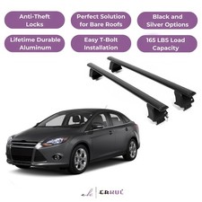 Erkul Roof Rack Crossbars For Ford Focus 2012-2018 Naked Roof Aluminum Black