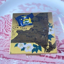 Vintage Elgin American New York Brass Makeup Compact - Unused - 1940s-1950s -NOS