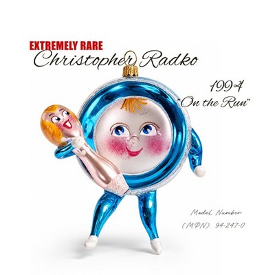 RARE Christopher Radko On The Run 1994 Italian Blown Glass Ornament Mint Signed