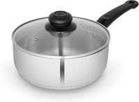Swan Townhouse 16cm Stainless Steel Saucepan with Glass Lid, Suitable for All Ho