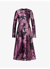 ERDEM Floral-Print Flared-Hem Woven-Blend Midi Dress Size 8