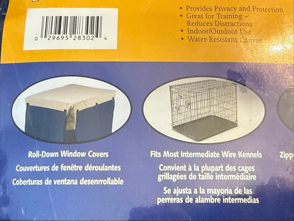 "Cubierta Petmate para cajas de perreras de alambre 30"" azul topo ventanas enrollables nueva en paquete" Foto 4 de 4