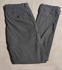 Men  s Banana Republic Grey Check Slim Fit Dress Pants Size 34x32 Fits 32x30 