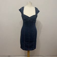 Denim Bodycon Dress Size 6 Volcom Sweetheart Cap Sleeves Neckline  Stretch