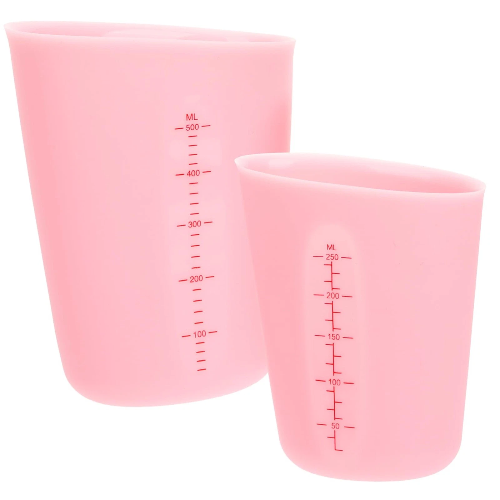Silicone Measuring Cups Set 2 Pcs Pink Flexible Non-Stick Kitchen Measuring J...