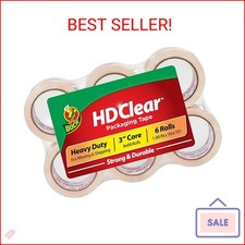 Duck HD Clear Packing Tape Refills - 6 Rolls of Heavy Duty Shipping and Moving P